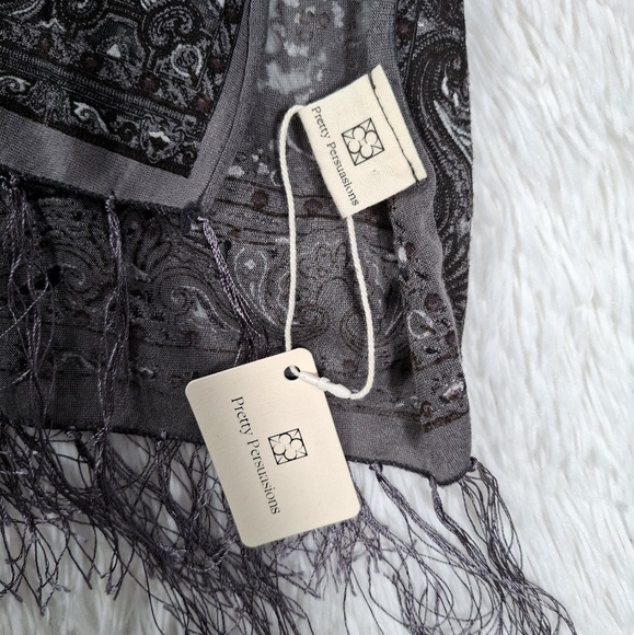 Pretty Persuasions Burnout Paisley Print Kimono Jacket OS Boho Festival Fringed - Picture 11 of 11